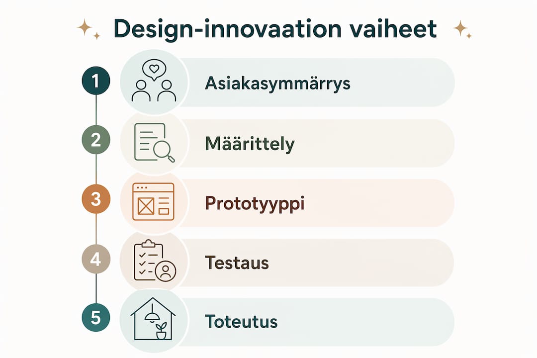 Infografiikka sisustus- ja arkkitehtuurialan innovaatioiden kehityspoluista
