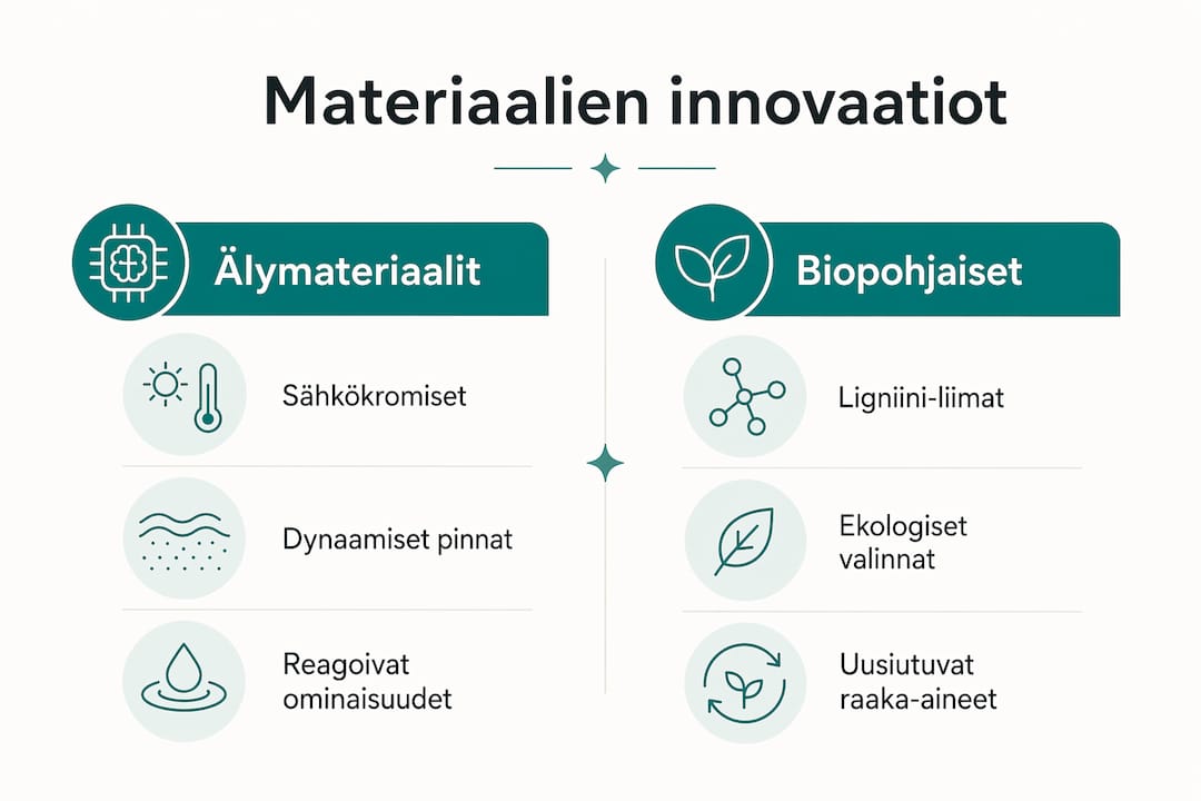 Infograafi: Älymateriaalit ja biopohjaiset ratkaisut – vertailussa uudet innovaatiot
