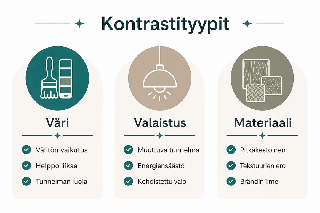 Ravintolan erilaiset kontrastit havainnollistettuna infografiikassa