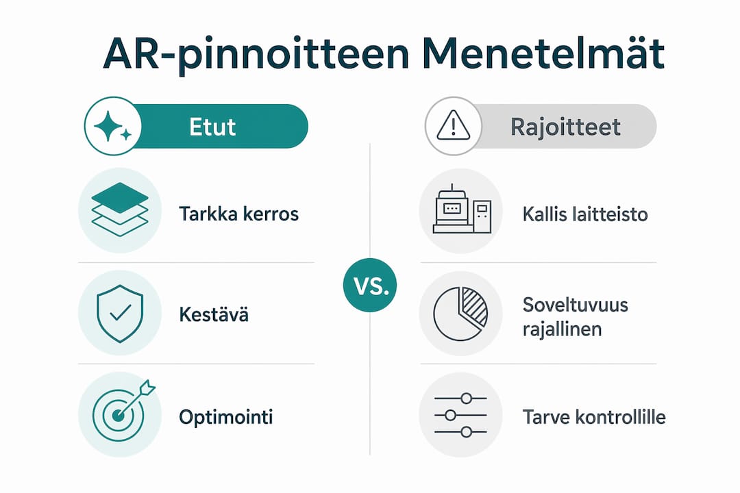 Infografiikka: AR-pinnoitteiden valmistustapojen vertailu