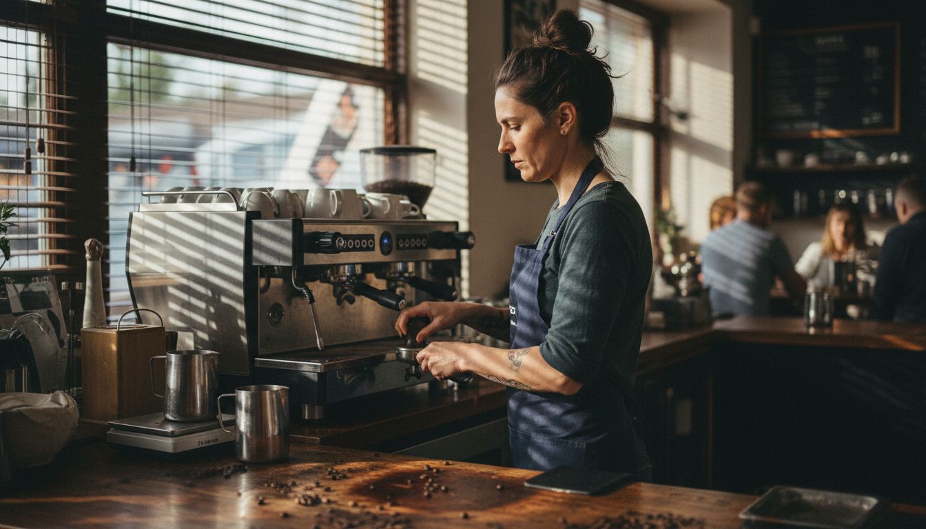 Barista brewing coffee with Jura machine