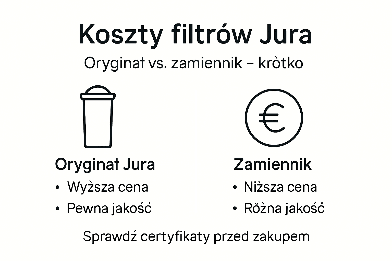 Grafika przedstawiająca, ile kosztują filtry do ekspresów Jura