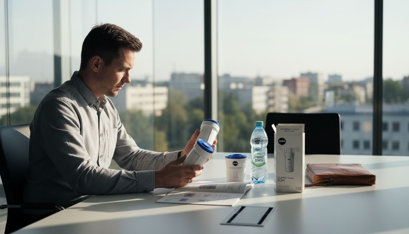 Testujemy różne filtry marki Jura podczas spotkania przy stole konferencyjnym – sprawdzamy, który najlepiej spełni nasze oczekiwania.