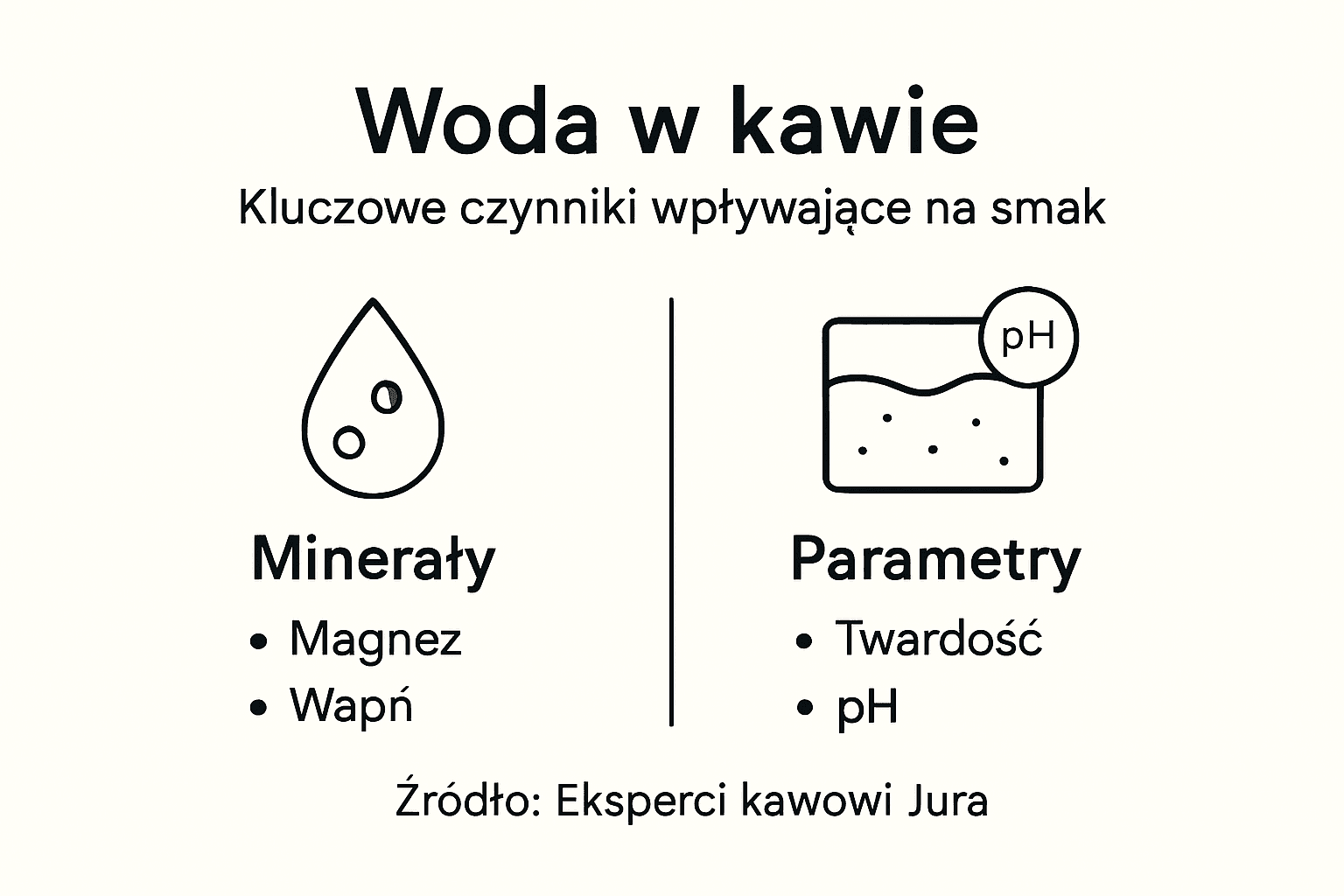 Infografika: najważniejsze cechy wody wpływające na smak kawy
