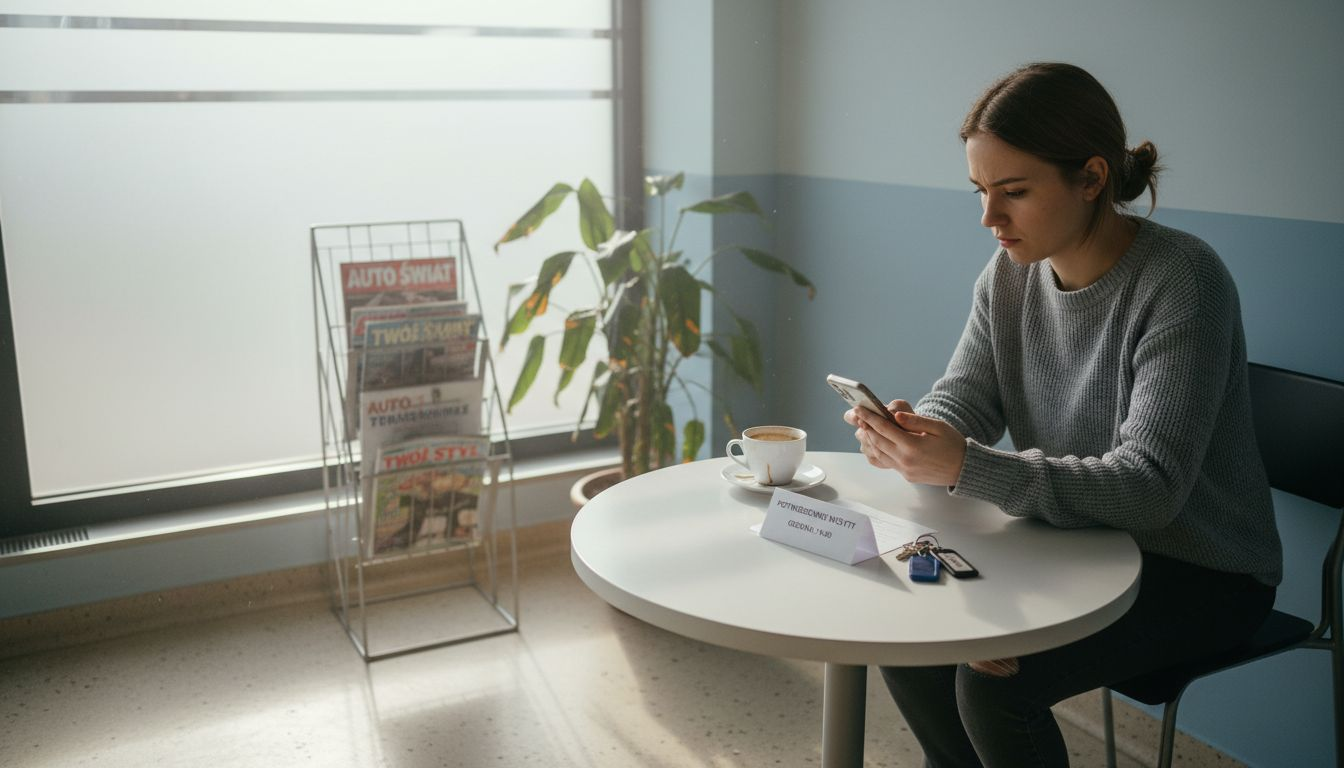 Klient oczekuje na obsługę w serwisie ekspresów do kawy.