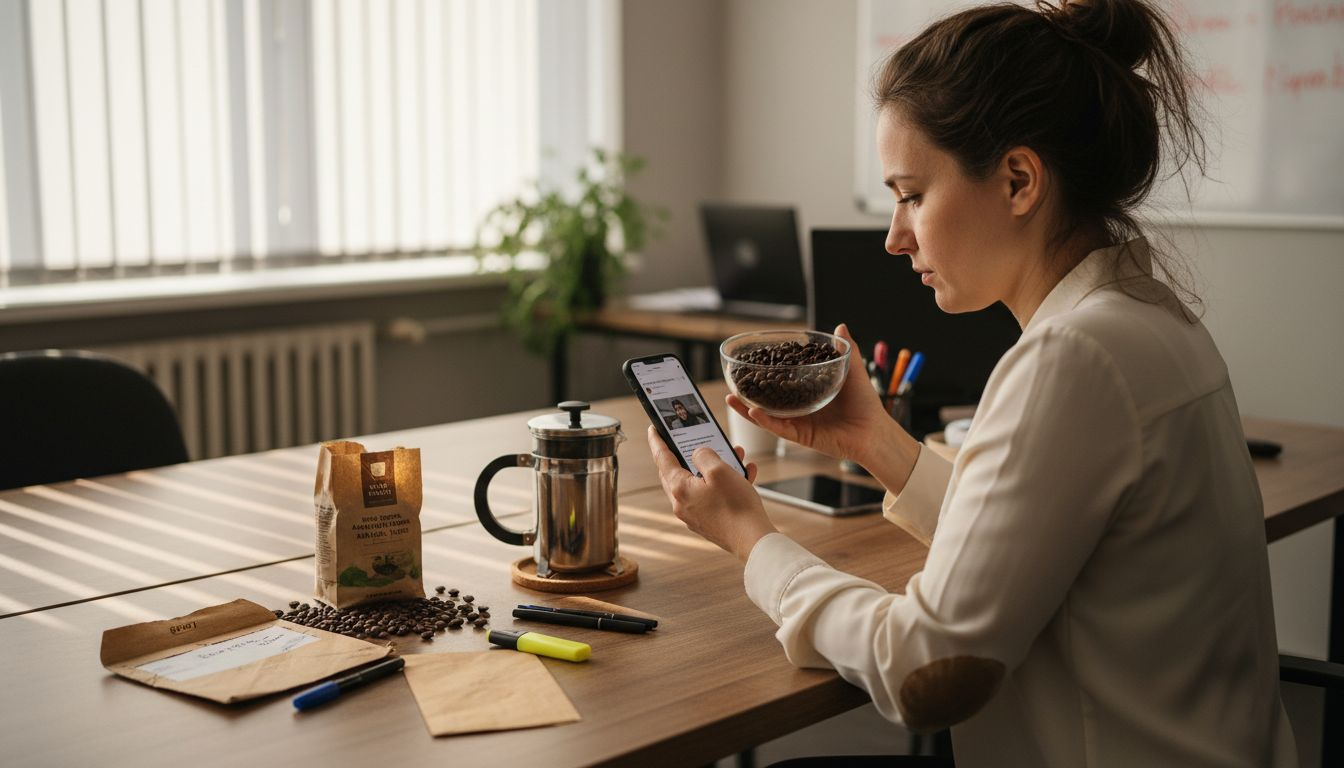 Pracownik przygotowuje świeżą kawę, mieląc właśnie wyselekcjonowane ziarna.