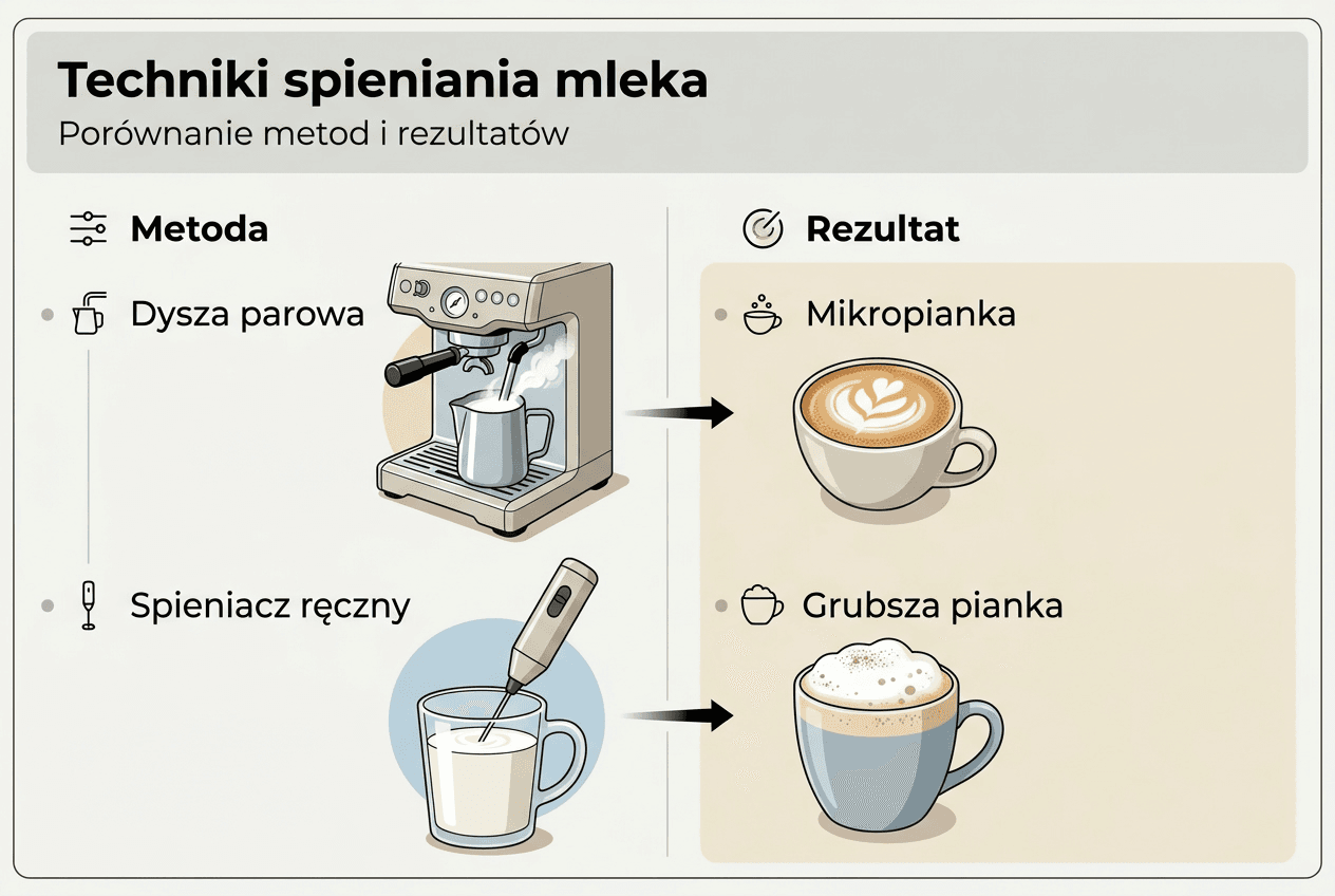 Infografika: sposoby spieniania mleka i ich rezultaty