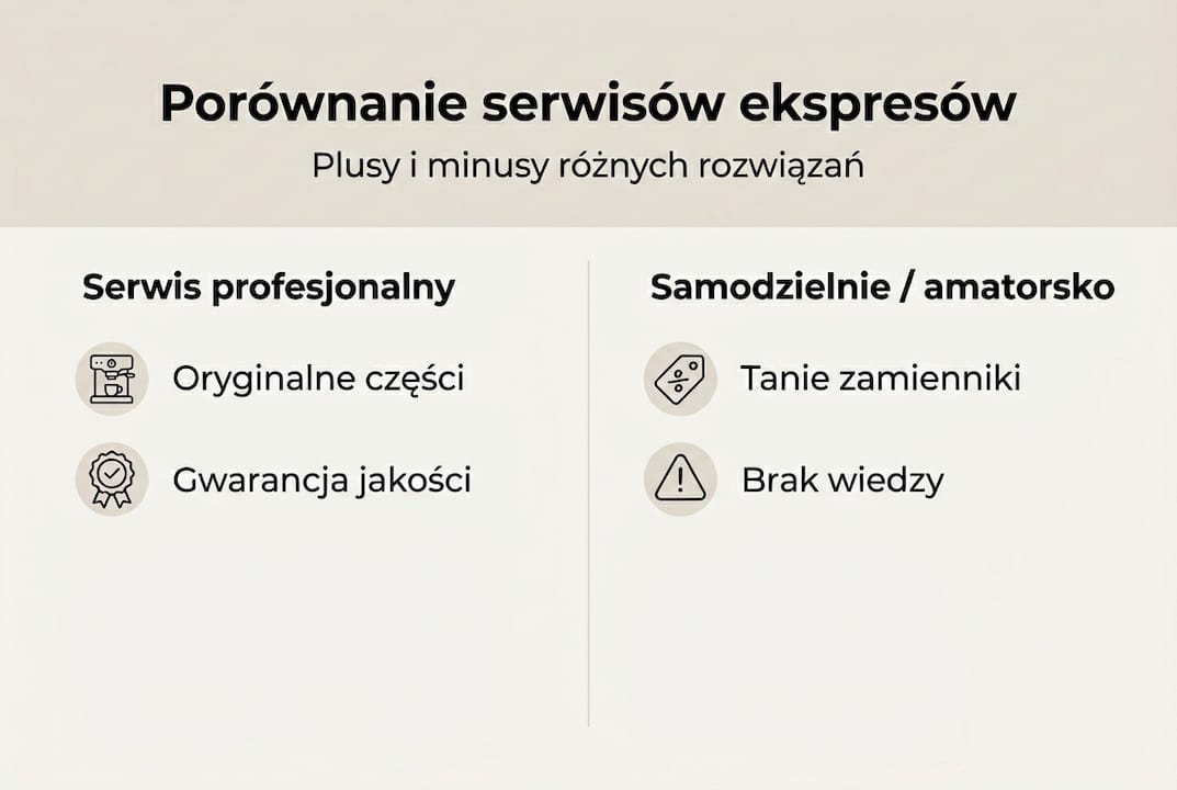 Przegląd serwisów naprawy ekspresów do kawy – infografika porównawcza