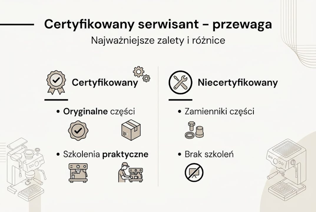 Infografika przedstawiająca zalety korzystania z usług autoryzowanego serwisanta