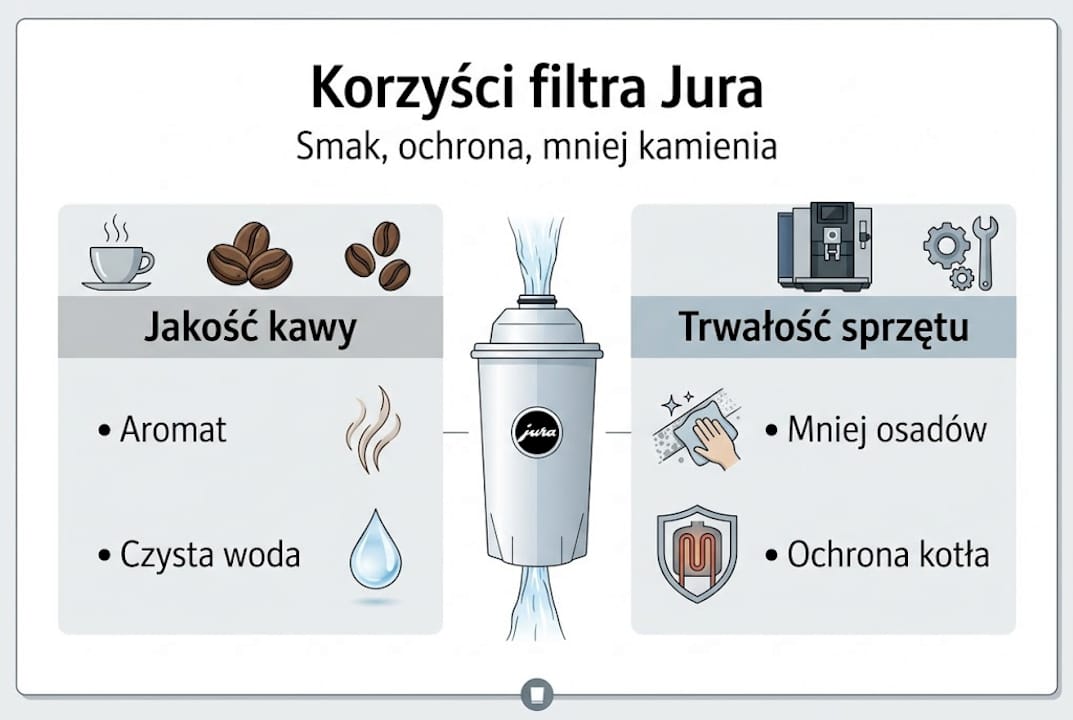 Infografika pokazująca, dlaczego warto wybrać filtr Jura