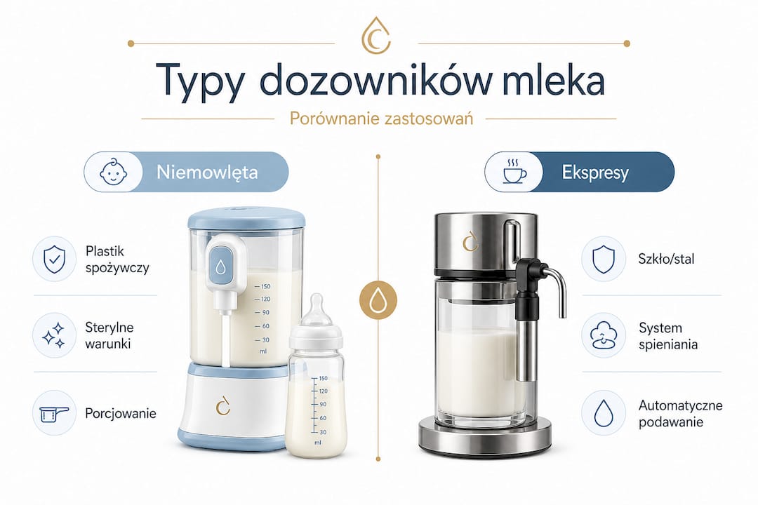 Przegląd rodzajów dozowników do mleka w formie infografiki – zobacz, czym się różnią i który najlepiej sprawdzi się w Twojej kuchni.