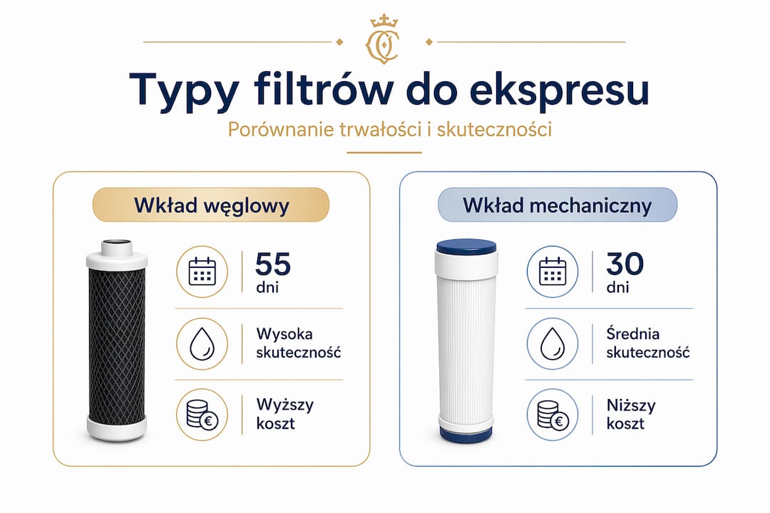 Infografika: porównanie rodzajów filtrów do ekspresów do kawy