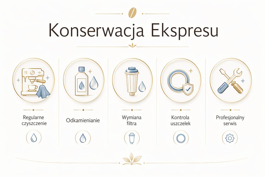 Infografika: jak krok po kroku zadbać o swój ekspres do kawy