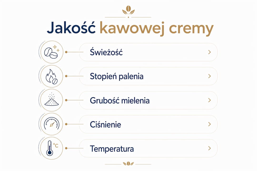 Infografika pokazująca, co wpływa na jakość cremy na kawie