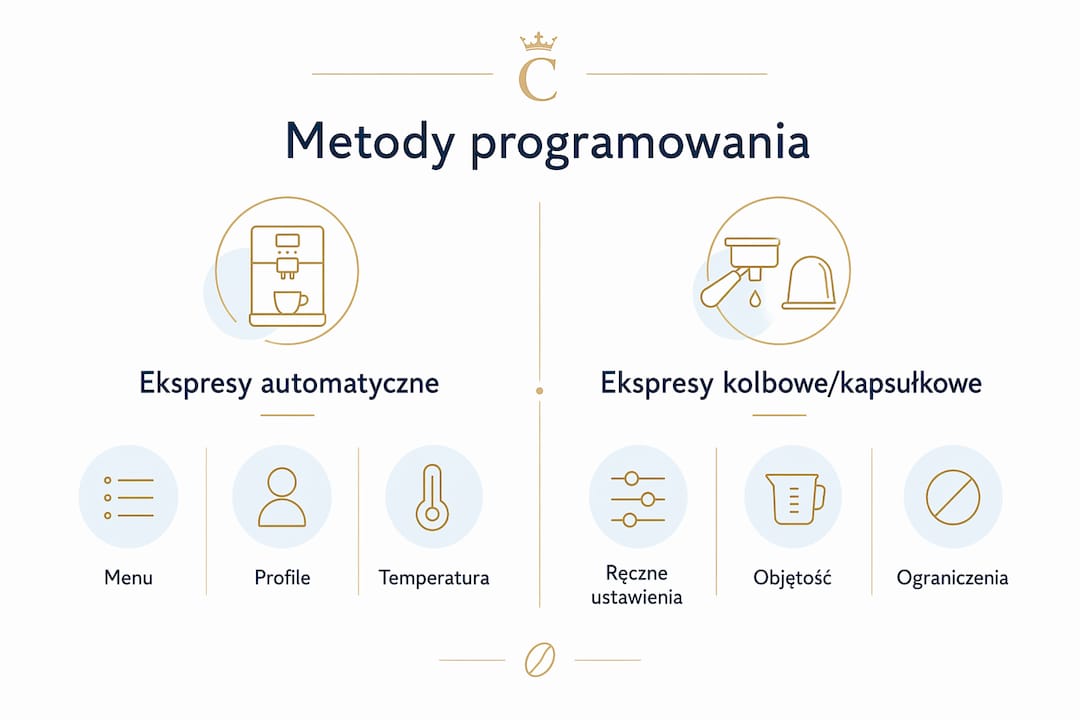 Porównanie sposobów programowania ekspresów – infografika