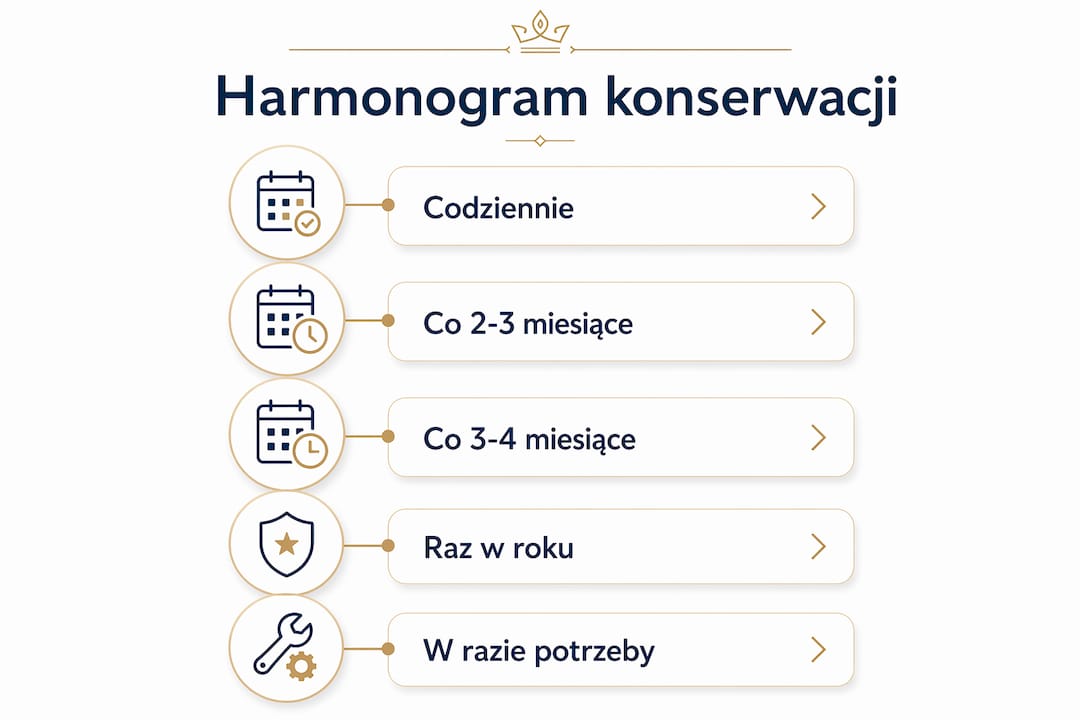 Grafika przedstawiająca plan regularnej konserwacji ekspresu do kawy