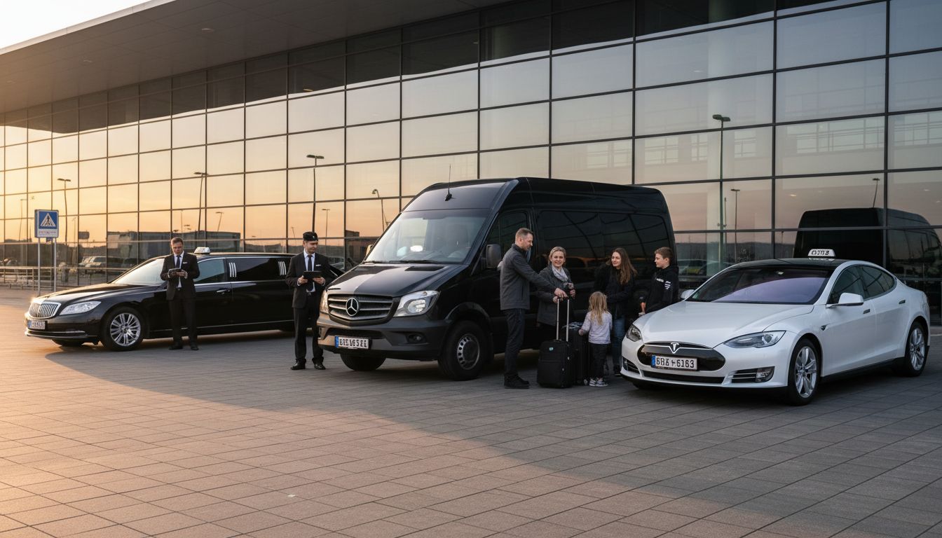 Verschiedene Taxi-Fahrzeuge am Flughafen