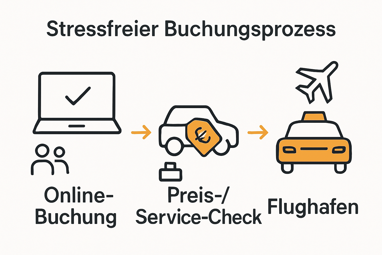 Infografik zum Ablauf der Flughafentaxi-Buchung