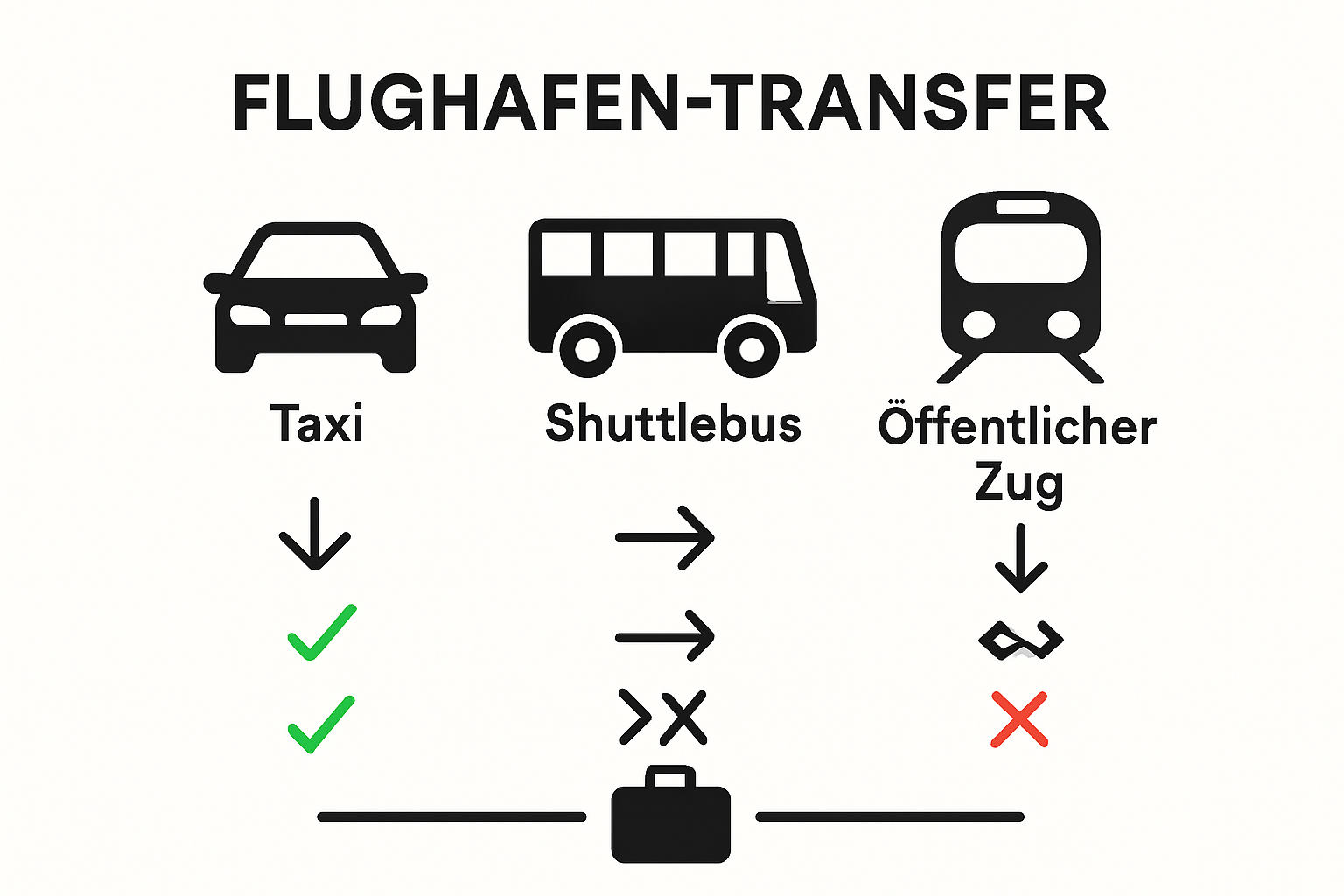 Infografik: Verschiedene Möglichkeiten für die Anreise zum Flughafen im Vergleich