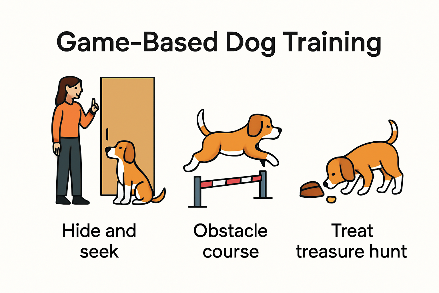 Infographic showing fun dog training games