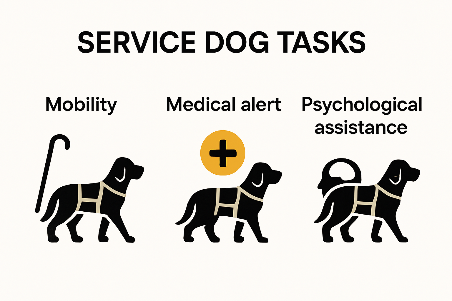 Infographic showing types of service dog assistance tasks.