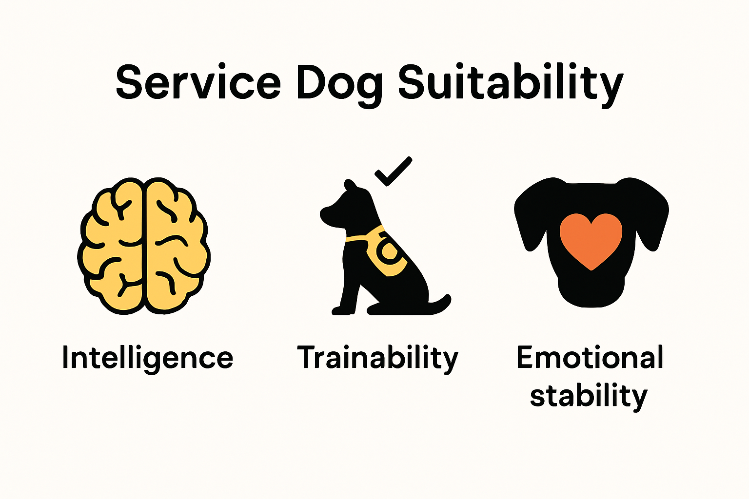 Infographic showing key qualities of a service dog