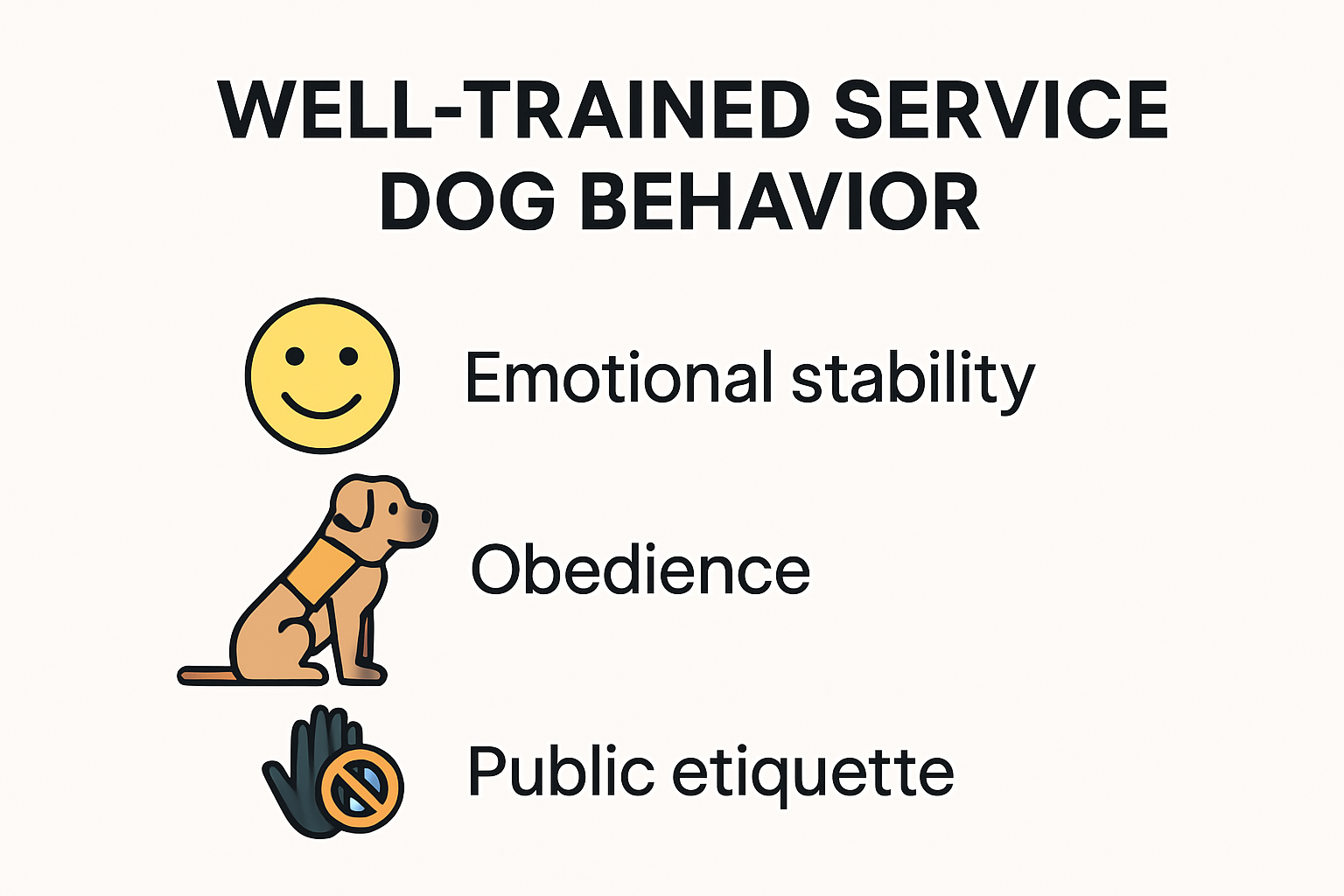 Infographic highlighting core service dog behavior traits
