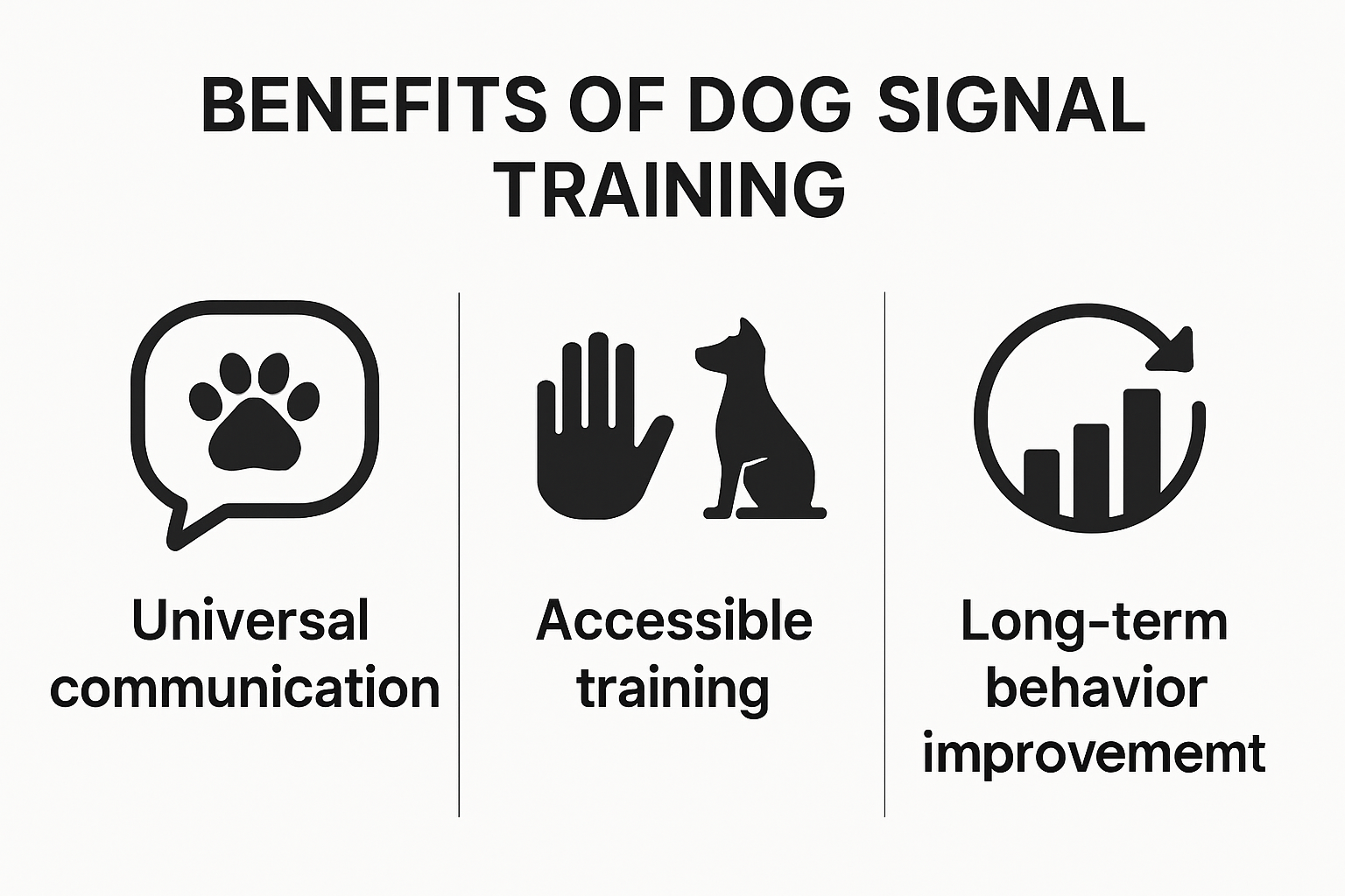 Infographic showing benefits of dog signal training