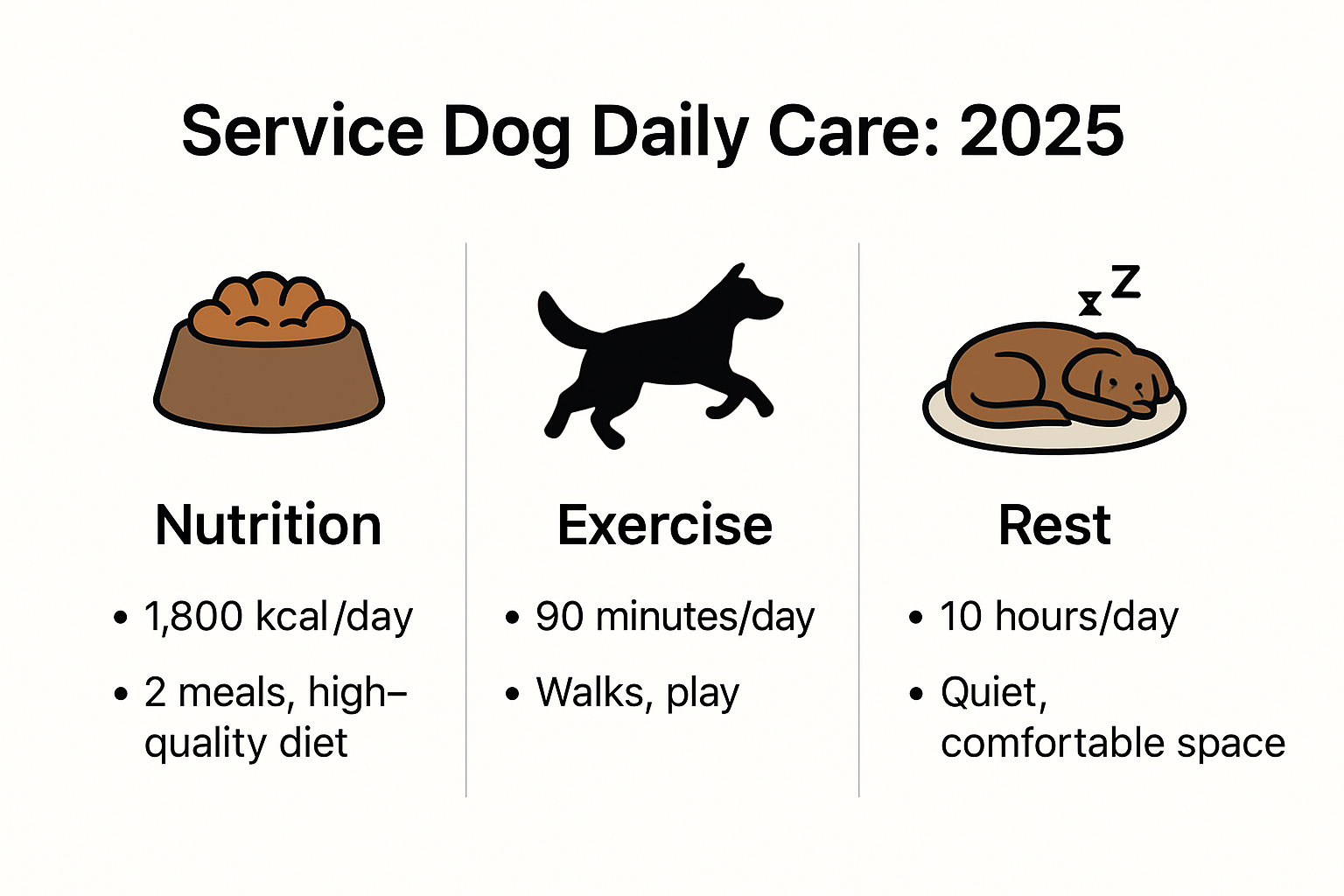 Service dog care essentials daily checklist infographic