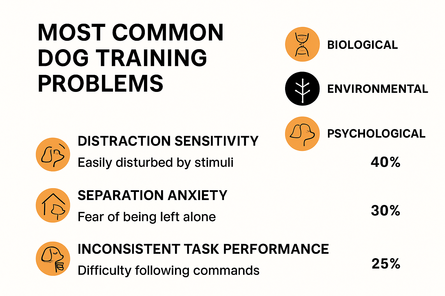 Infographic showing top dog training problems and causes
