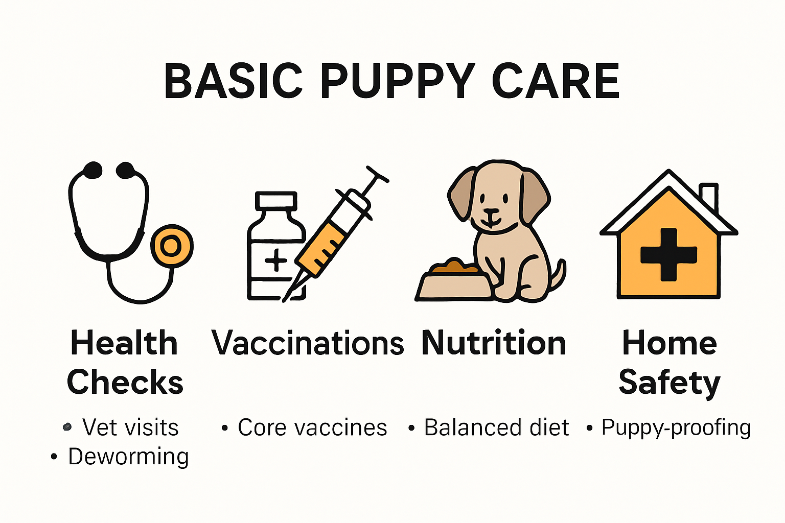 Infographic overview of essential puppy care steps
