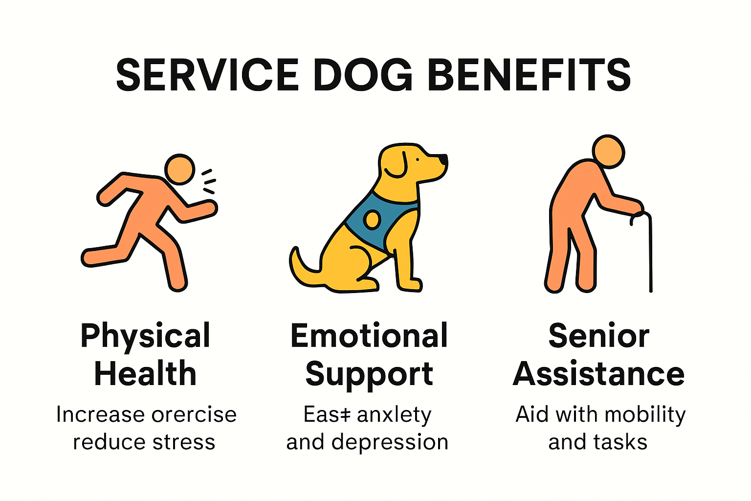 Infographic showing key benefits of service dogs