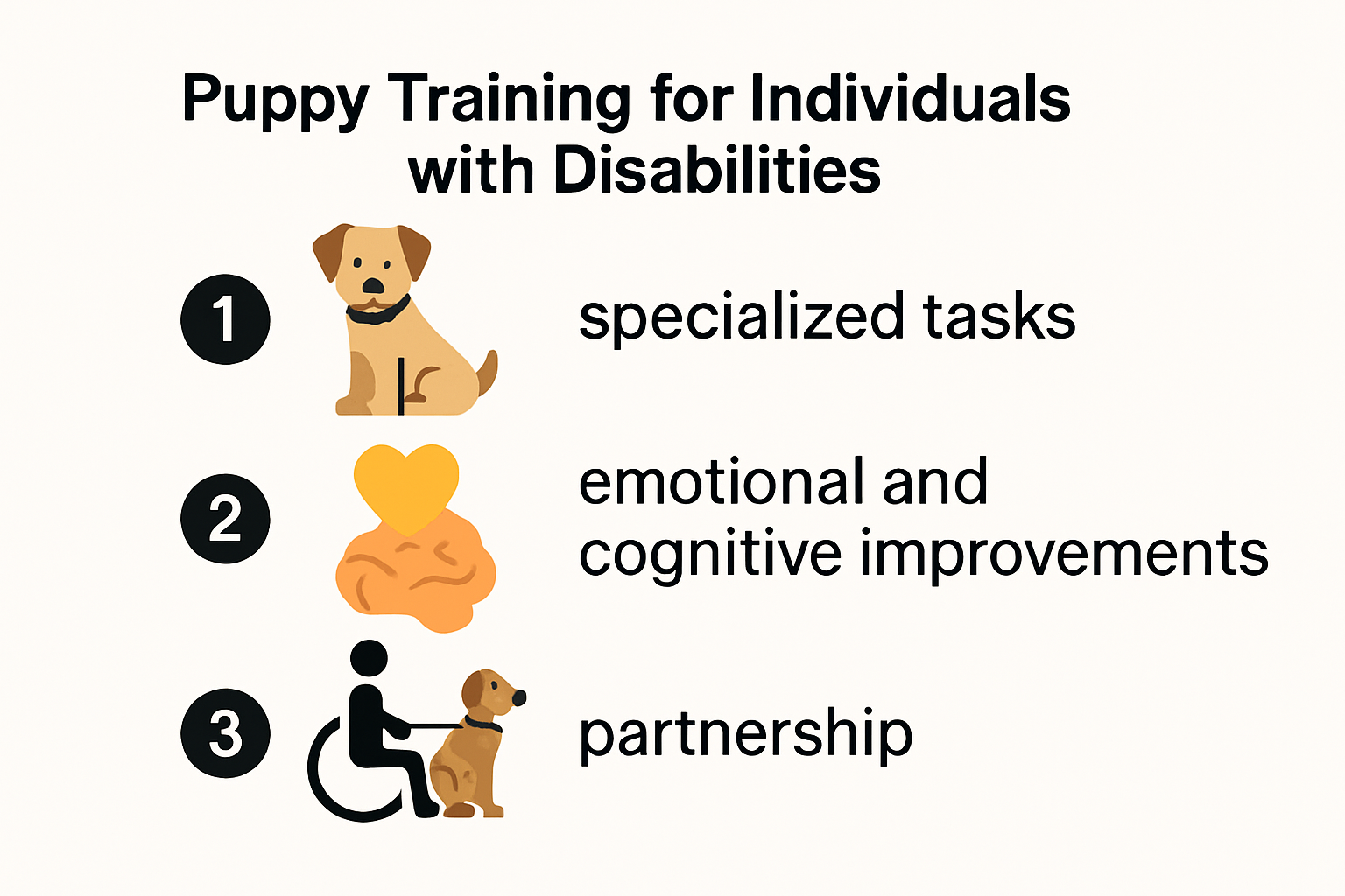 Stages and benefits of puppy training for disabilities infographic