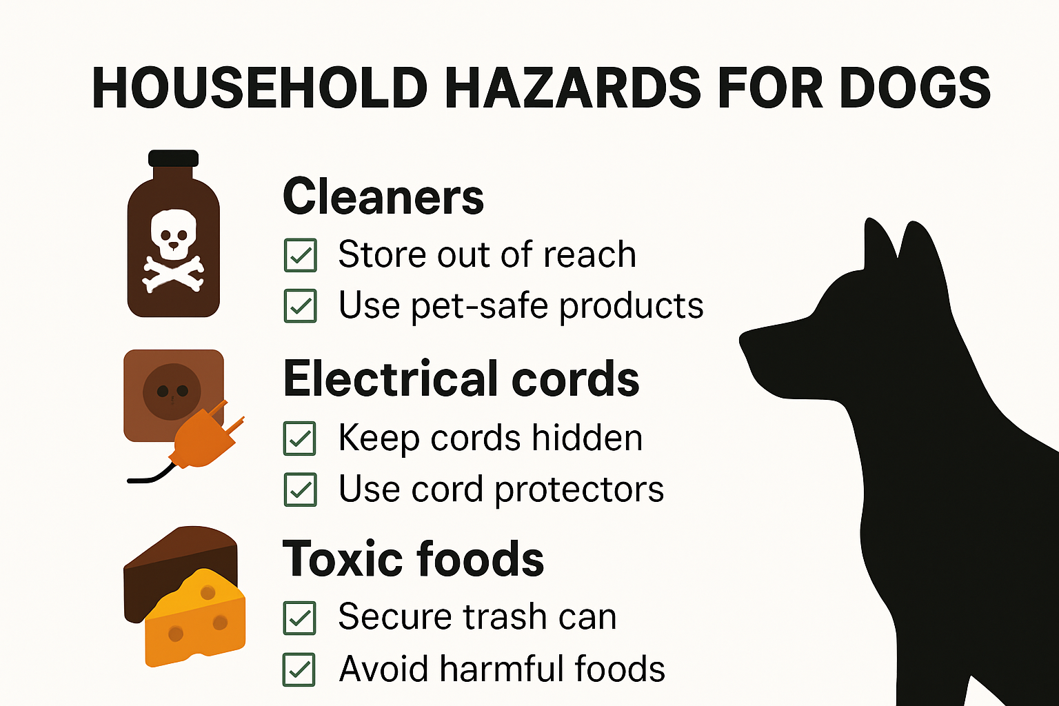 Infographic of household dangers and dog safety steps