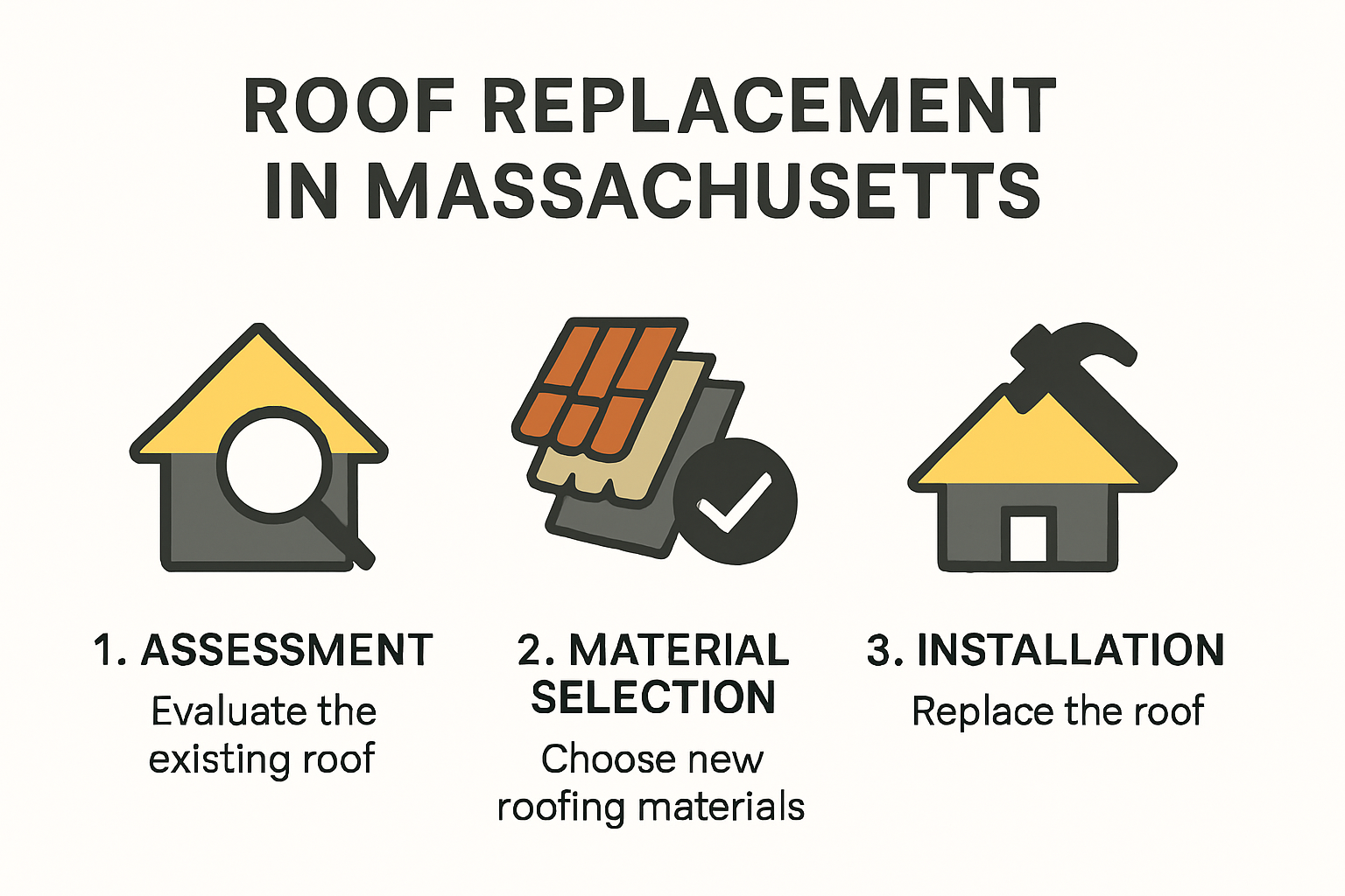Infographic showing roof replacement process steps