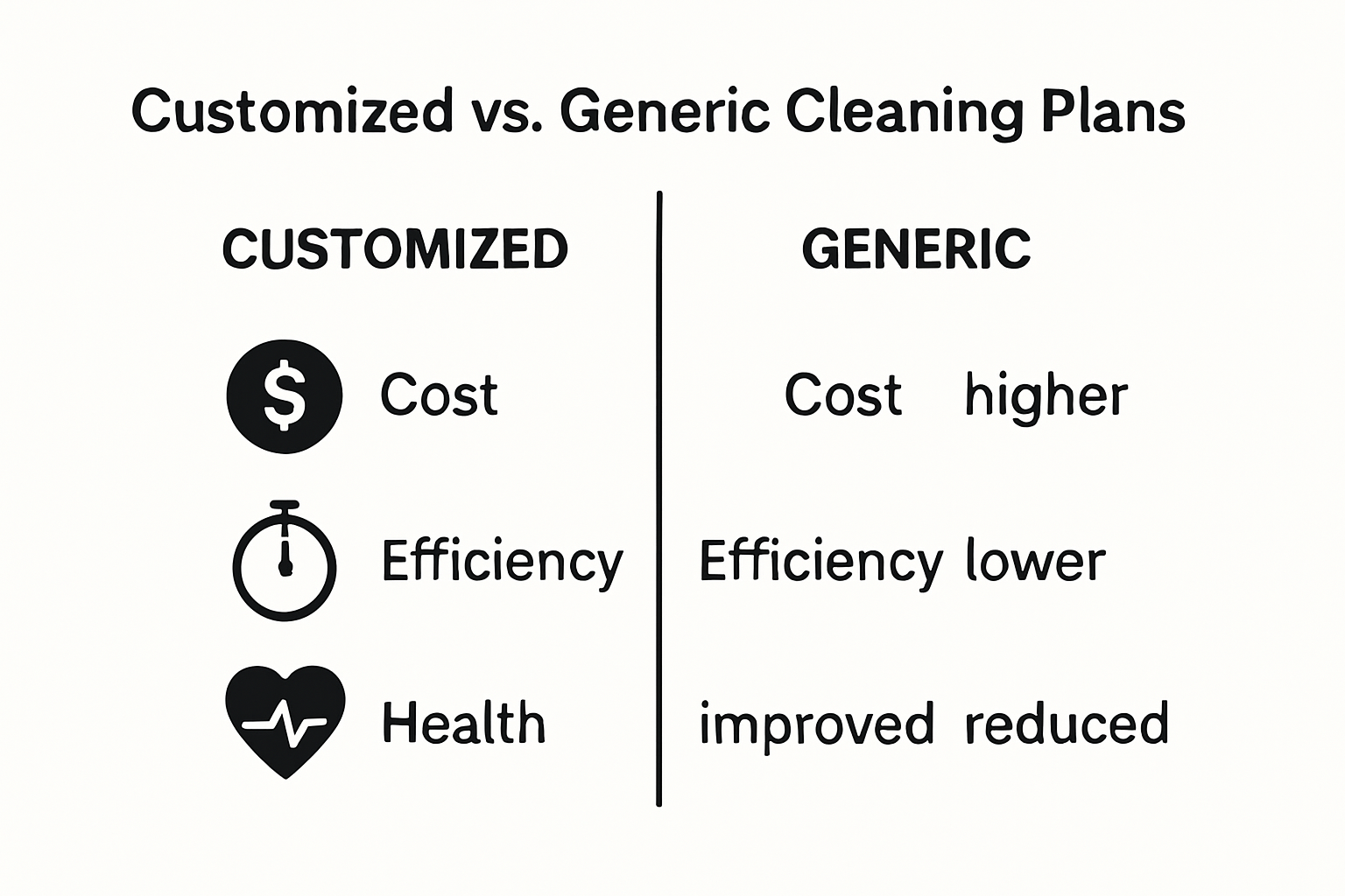 Comparison of customized and generic cleaning plans infographic