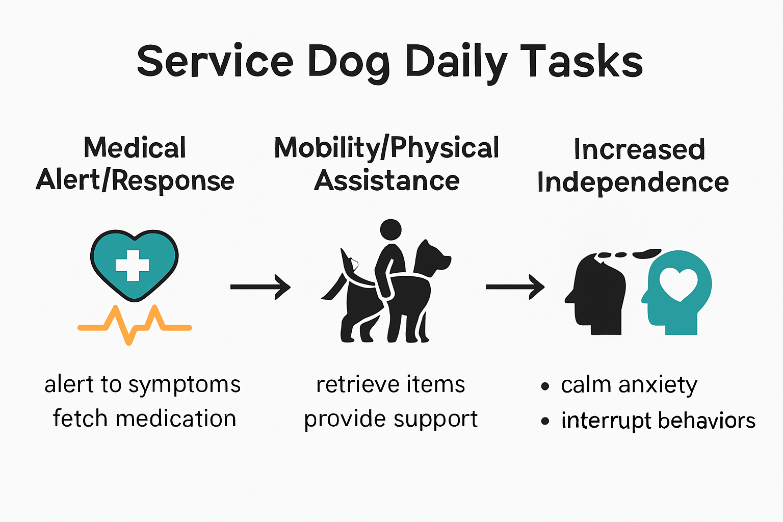 Infographic mapping main service dog daily tasks