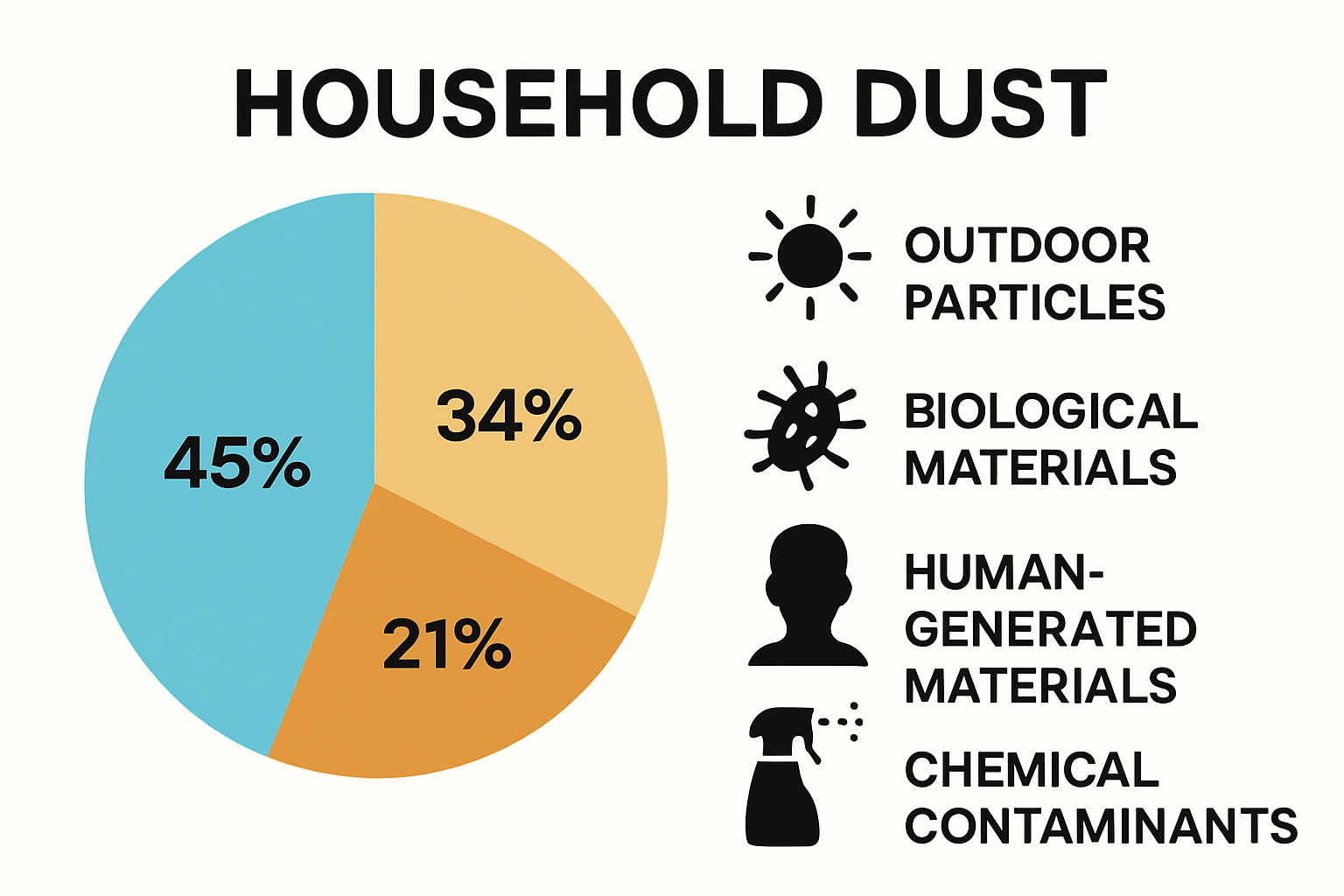 infographic showing main sources of household dust