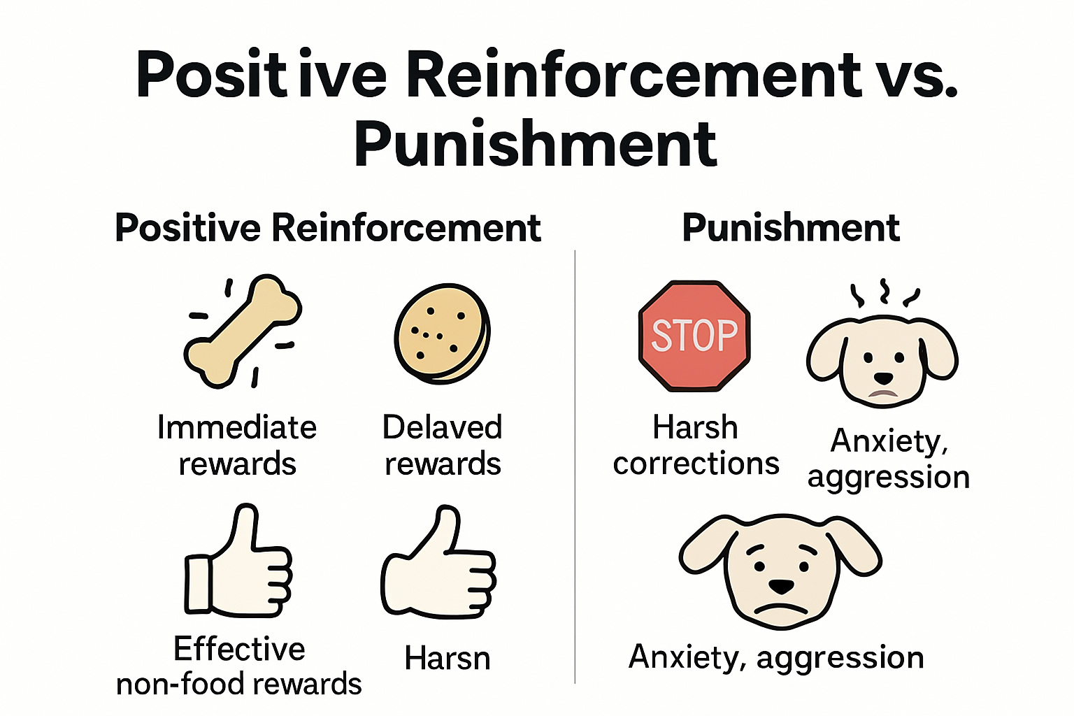 Positive reinforcement vs punishment dog training infographic