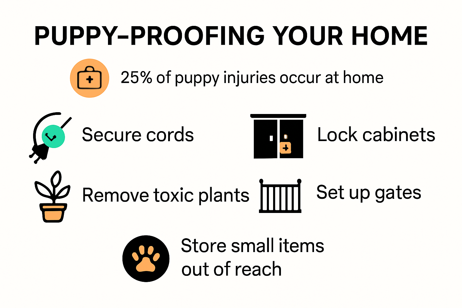 Infographic on step-by-step puppy proofing tips