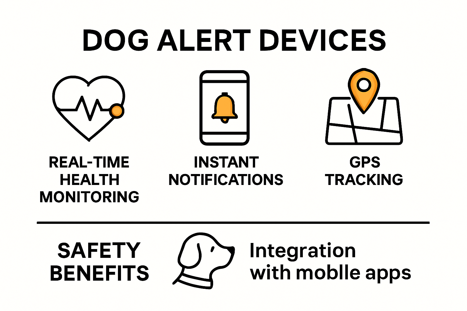 Infographic of dog alert device features and benefits