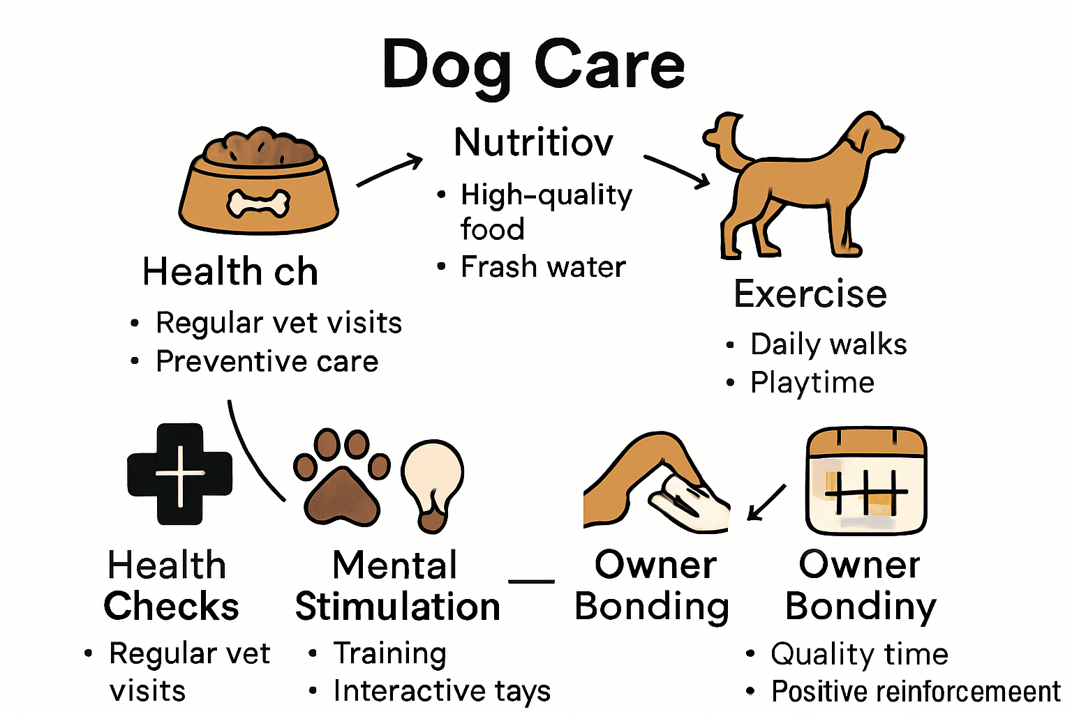Infographic showing core pillars of general dog care