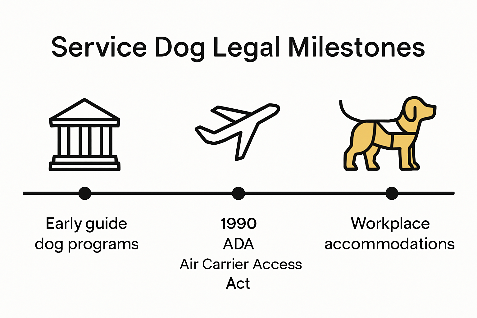 Infographic showing timeline of service dog legal milestones