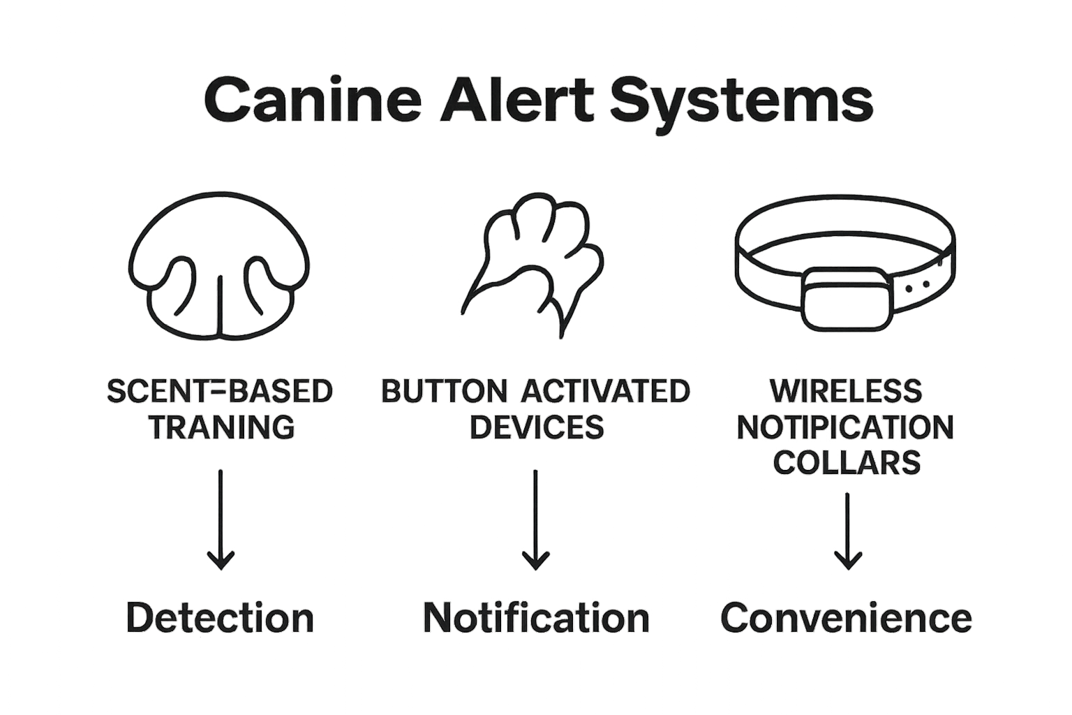 Canine alert system types: scent, button, wireless.