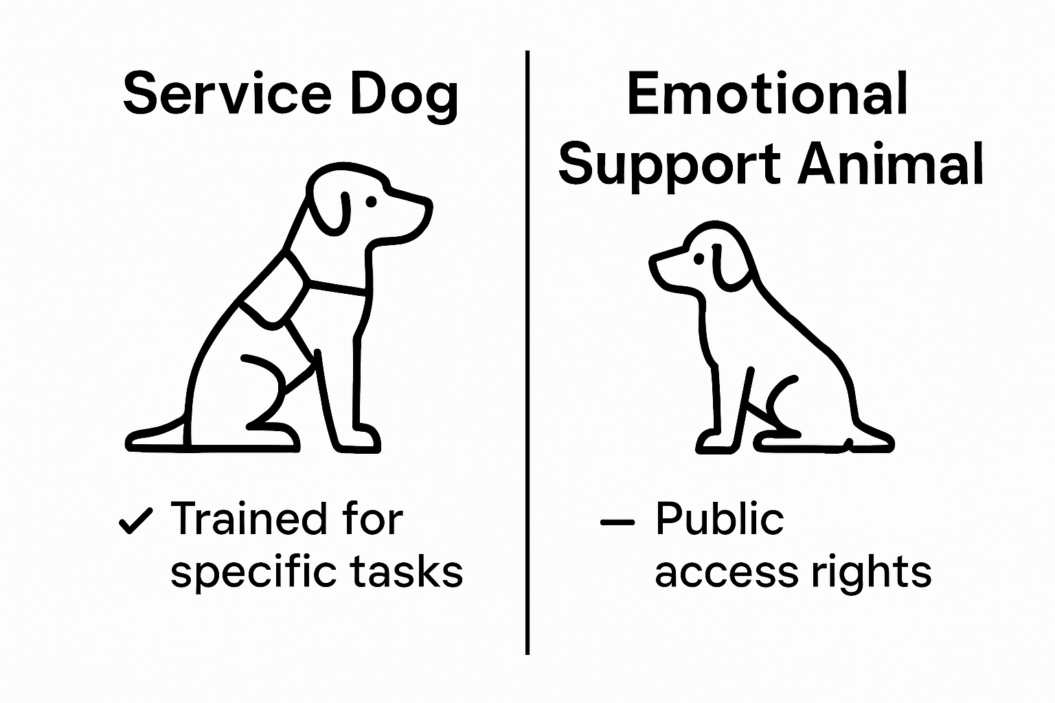 Service dog vs emotional support animal at a glance