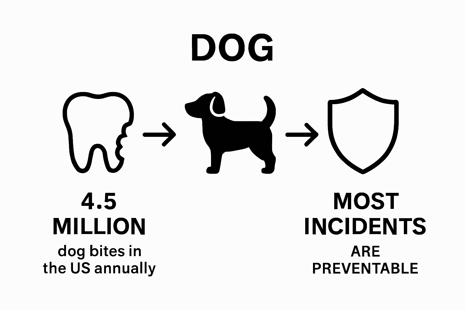 Infographic showing dog bite risk vs. prevention statistics