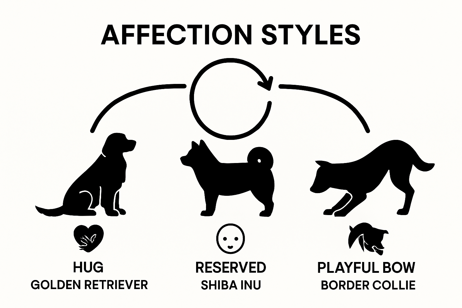 Infographic comparing dog breed affection styles