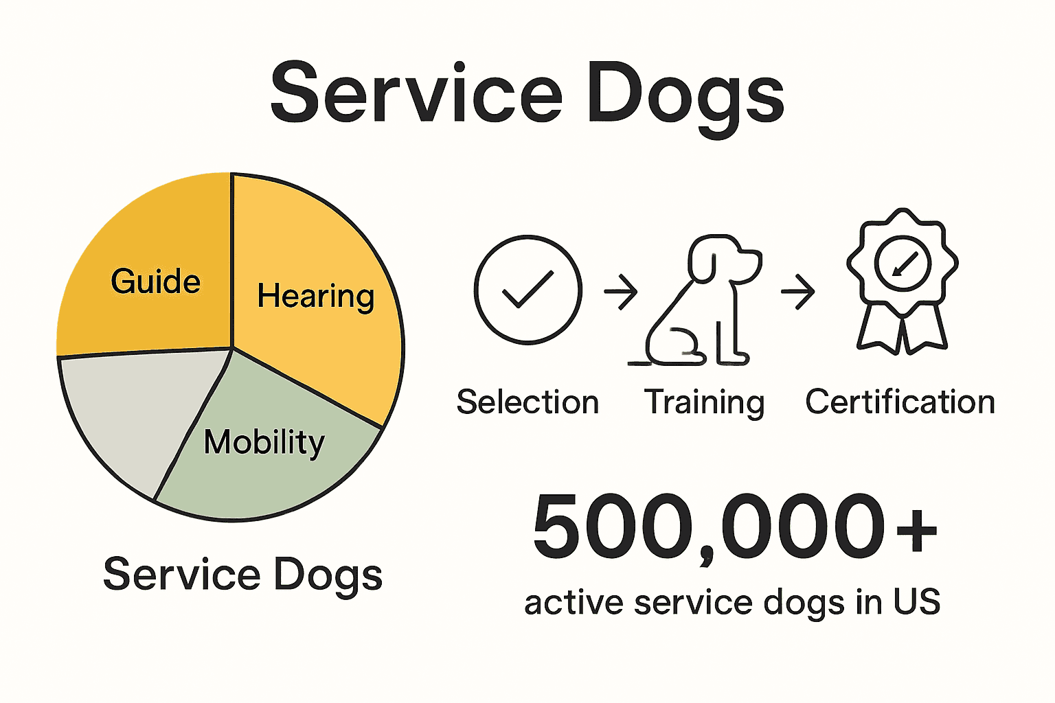 Infographic comparing service dog types and training process
