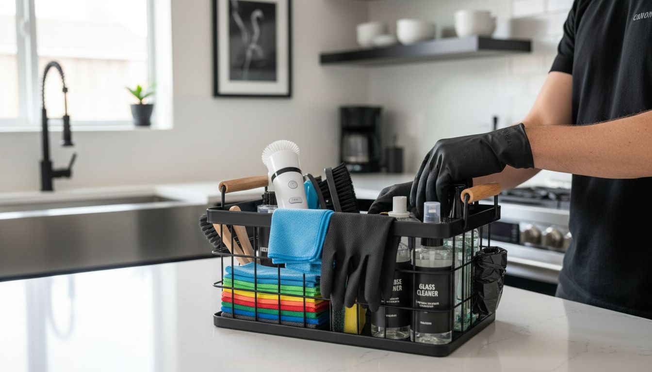 organized cleaning supplies caddy