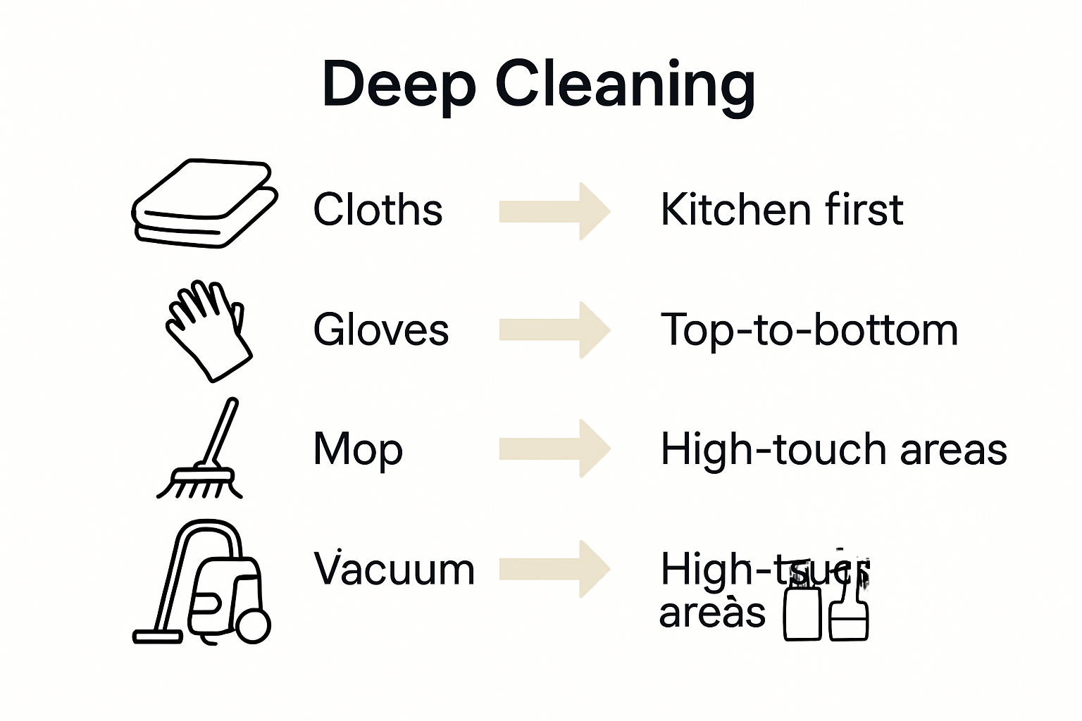 Infographic of cleaning supplies and room checklist for move-in cleaning